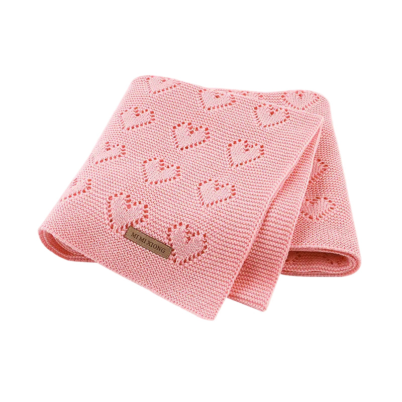 Heartloom Knitted Baby Blanket – Love Heart Soft Windproof Quilt for Newborns & Infants