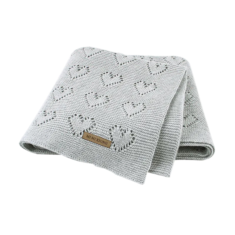Heartloom Knitted Baby Blanket – Love Heart Soft Windproof Quilt for Newborns & Infants