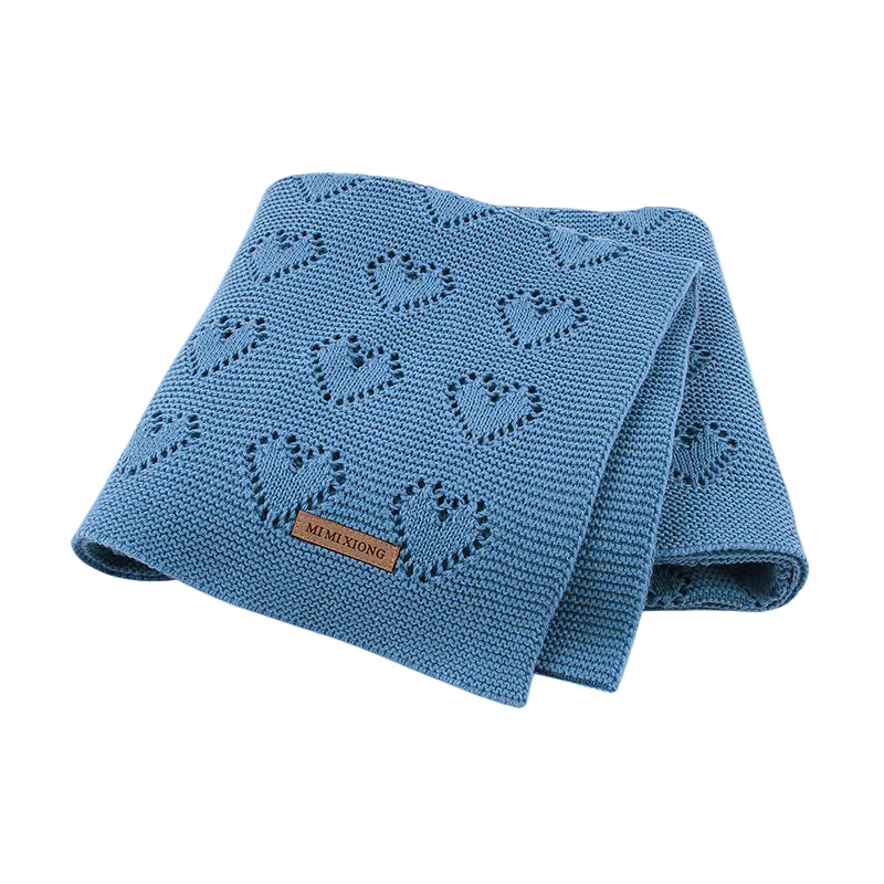 Heartloom Knitted Baby Blanket – Love Heart Soft Windproof Quilt for Newborns & Infants