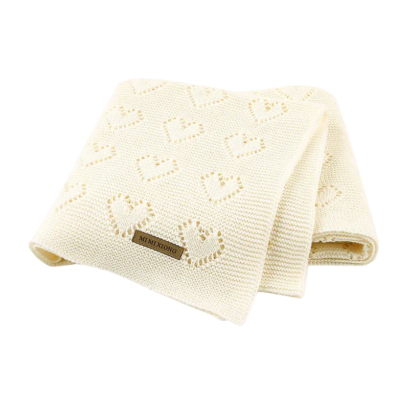 Heartloom Knitted Baby Blanket – Love Heart Soft Windproof Quilt for Newborns & Infants