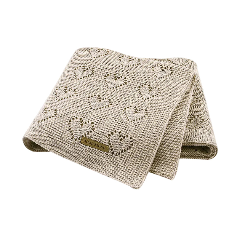 Heartloom Knitted Baby Blanket – Love Heart Soft Windproof Quilt for Newborns & Infants