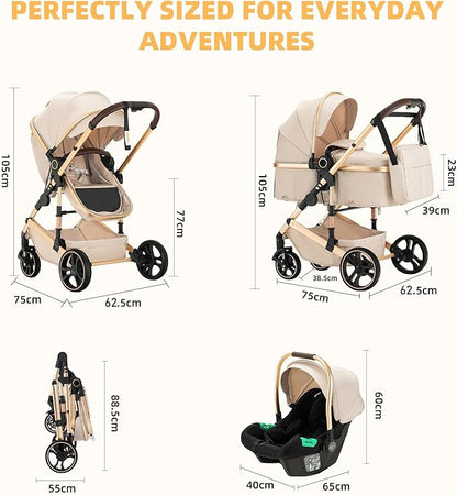 Bella Cub 3-in-1 Stroller: Car Seat, Pushchair & Travel Basket Set