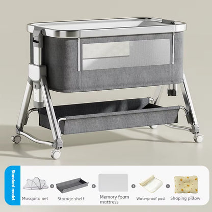 Bespoke Roseva Glide Bedside Crib — Handcrafted Luxury in Rose Gold & Chrome + Free Baby Monitor