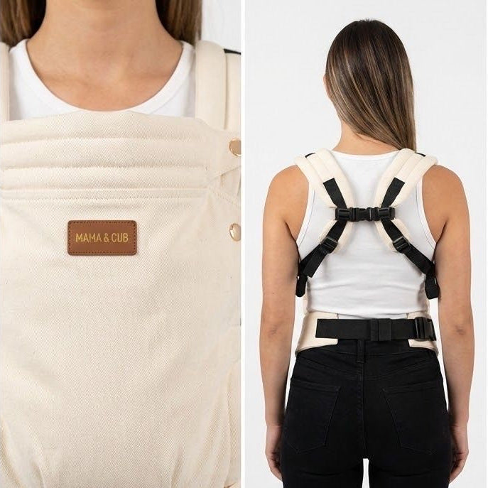 Lusso Baby Carrier | One-Click Fasten, Signature Golden Buttons on Handcrafted Luxury Cotton – Ergonomic, Safe
