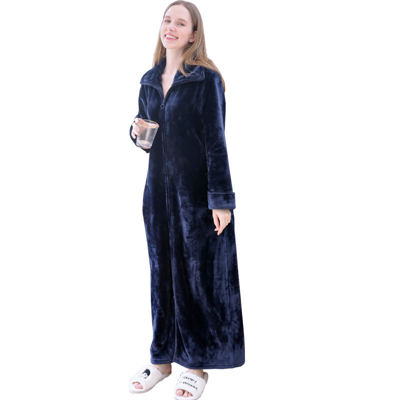 Milano Unisex Plus Size Long Zipper Nightdress | Autumn & Winter Loungewear Pajamas & Dressing Gown