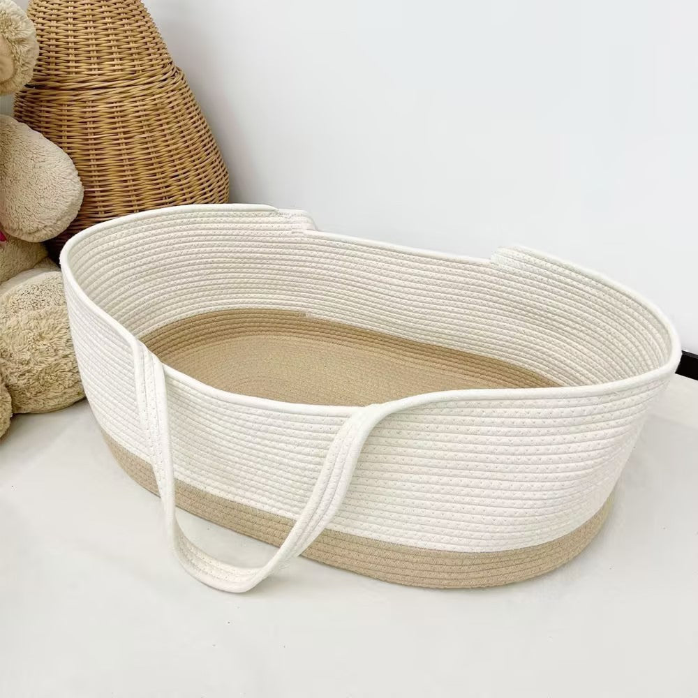 CradleJoy cotton rope woven baby carrycot folding newborn bassinet