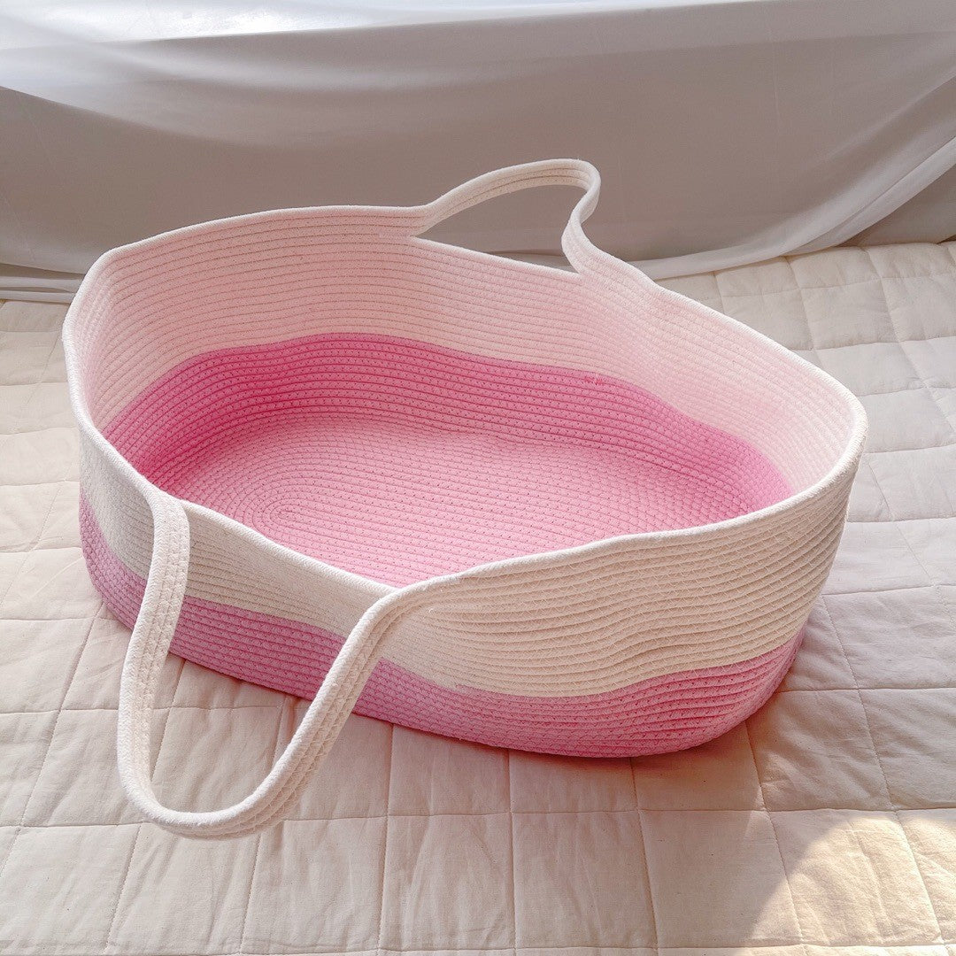 CradleJoy cotton rope woven baby carrycot folding newborn bassinet