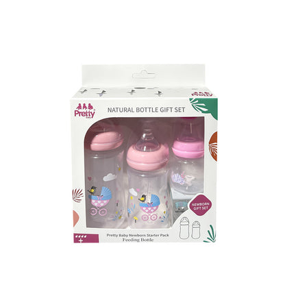 Mama and Cub Feel Good Anti-Colic Newborn Bottle Set – 3 -Piece Mixed Glass & amp; BPA-Free Gift Collection (0–6 Months)