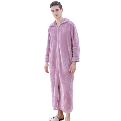 Milano Unisex Plus Size Long Zipper Nightdress | Autumn & Winter Loungewear Pajamas & Dressing Gown