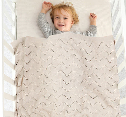 SoftRipple Blanket – Wavy Cut-Out Knitted Baby Blanket, Solid Colour Quilt for Newborns & Infants