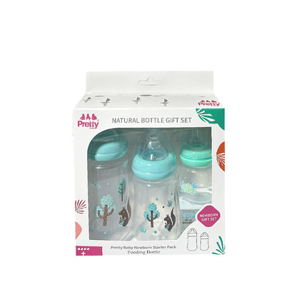 Mama and Cub Feel Good Anti-Colic Newborn Bottle Set – 3 -Piece Mixed Glass & amp; BPA-Free Gift Collection (0–6 Months)