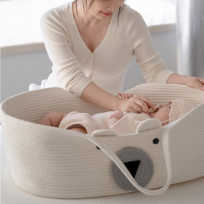 CradleJoy cotton rope woven baby carrycot folding newborn bassinet