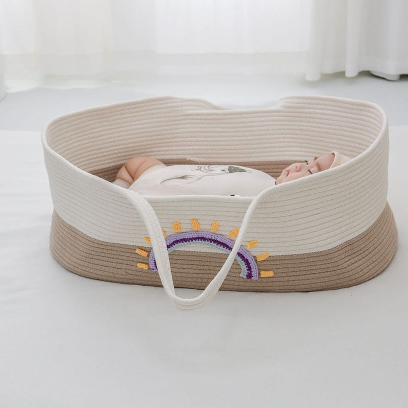 CradleJoy cotton rope woven baby carrycot folding newborn bassinet