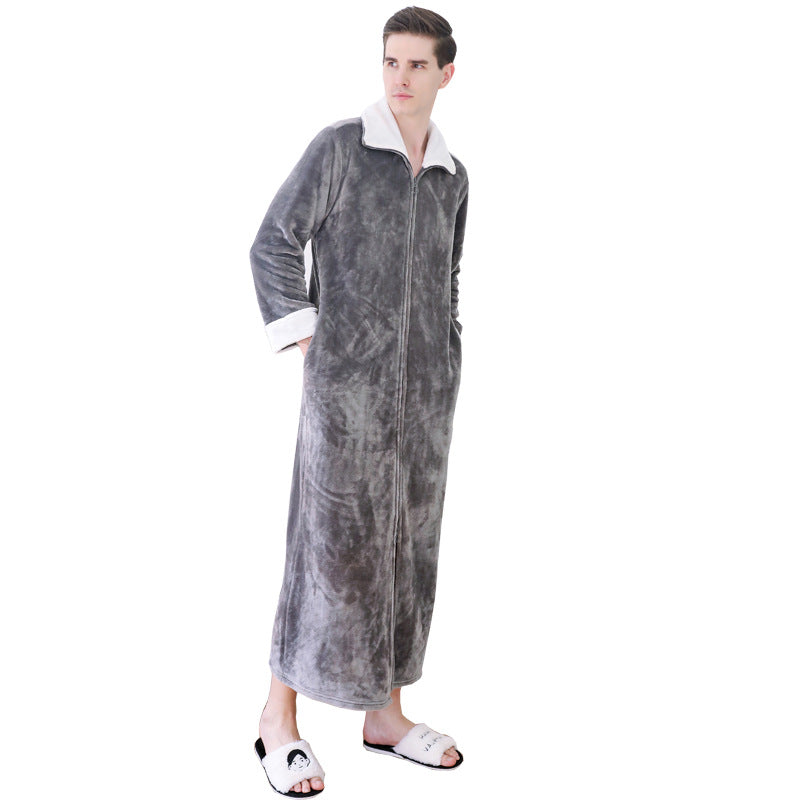 Milano Unisex Plus Size Long Zipper Nightdress | Autumn & Winter Loungewear Pajamas & Dressing Gown