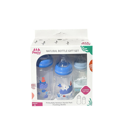 Mama and Cub Feel Good Anti-Colic Newborn Bottle Set – 3 -Piece Mixed Glass & amp; BPA-Free Gift Collection (0–6 Months)