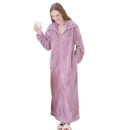 Milano Unisex Plus Size Long Zipper Nightdress | Autumn & Winter Loungewear Pajamas & Dressing Gown