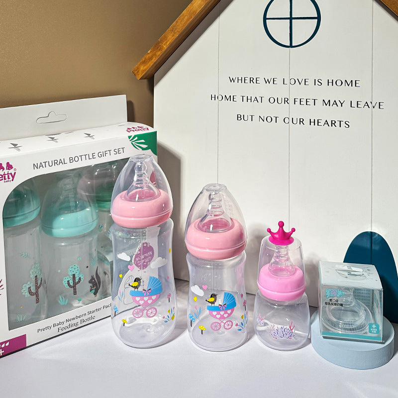 Mama and Cub Feel Good Anti-Colic Newborn Bottle Set – 3 -Piece Mixed Glass & amp; BPA-Free Gift Collection (0–6 Months)