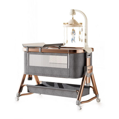 Bespoke Roseva Glide Bedside Crib — Handcrafted Luxury in Rose Gold & Chrome + Free Baby Monitor