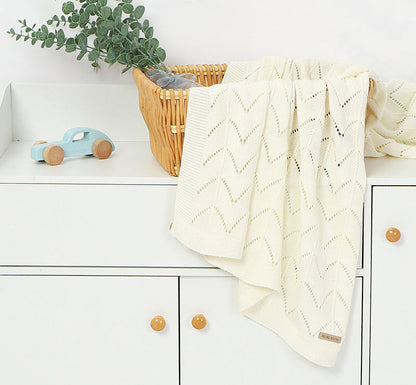 SoftRipple Blanket – Wavy Cut-Out Knitted Baby Blanket, Solid Colour Quilt for Newborns & Infants