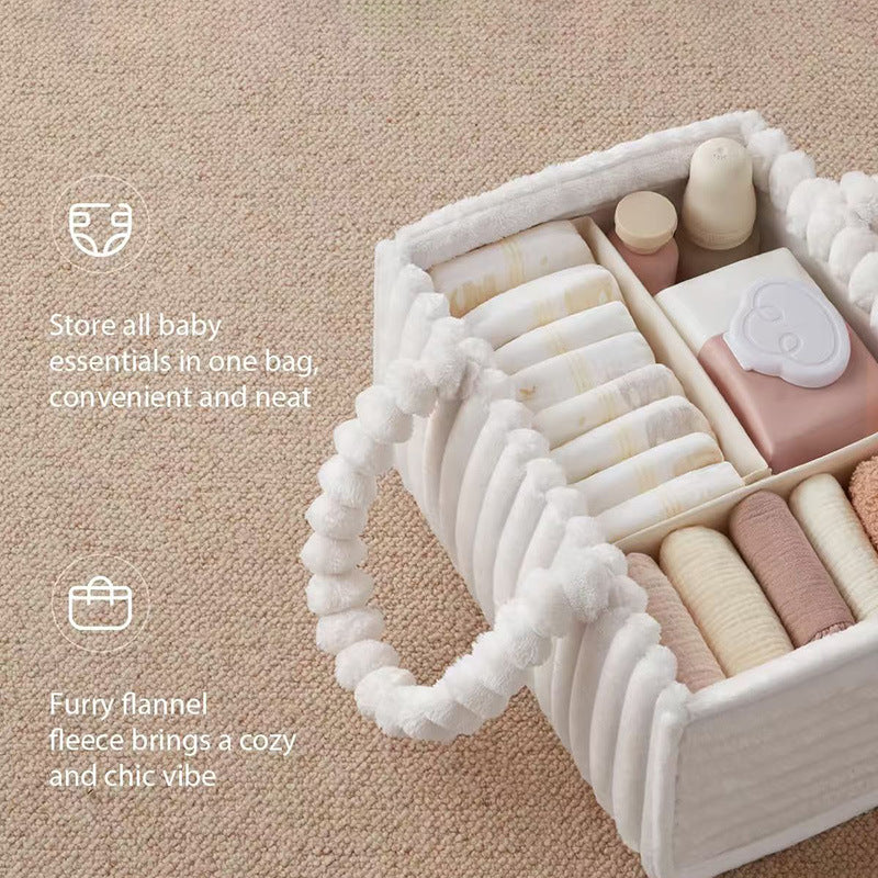 Mello by Mama & Cub London Luxe Quilted Plush Mommy Bag  Gold-Embossed Leather Label & Signature Puppy Pendant