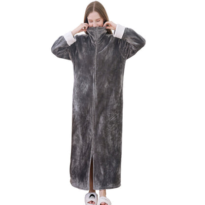 Milano Unisex Plus Size Long Zipper Nightdress | Autumn & Winter Loungewear Pajamas & Dressing Gown