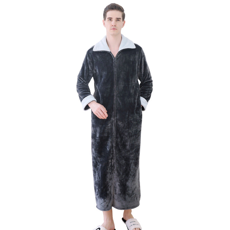 Milano Unisex Plus Size Long Zipper Nightdress | Autumn & Winter Loungewear Pajamas & Dressing Gown