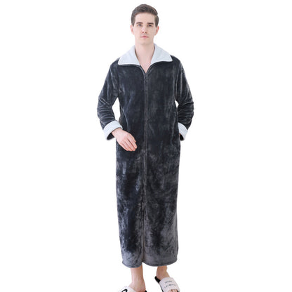 Milano Unisex Plus Size Long Zipper Nightdress | Autumn & Winter Loungewear Pajamas & Dressing Gown