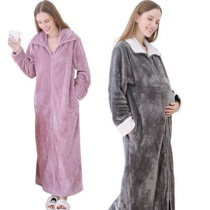 Milano Unisex Plus Size Long Zipper Nightdress | Autumn & Winter Loungewear Pajamas & Dressing Gown