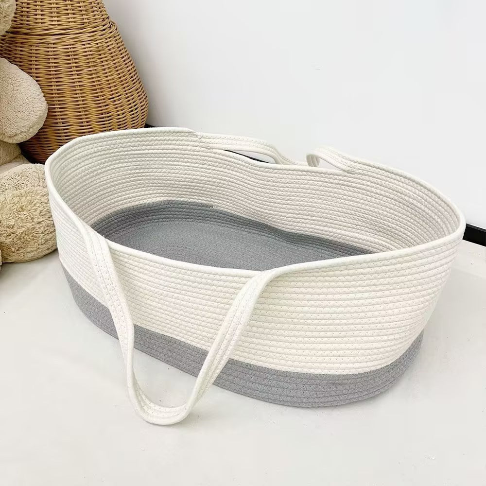 CradleJoy cotton rope woven baby carrycot folding newborn bassinet