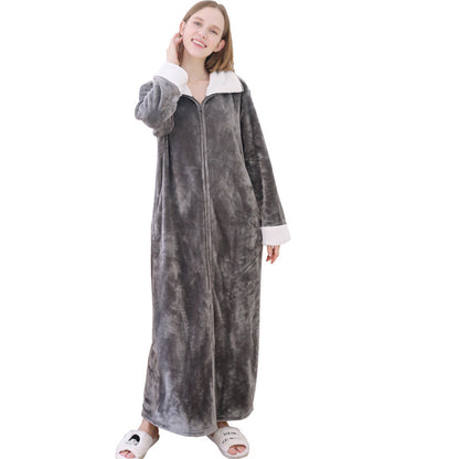 Milano Unisex Plus Size Long Zipper Nightdress | Autumn & Winter Loungewear Pajamas & Dressing Gown