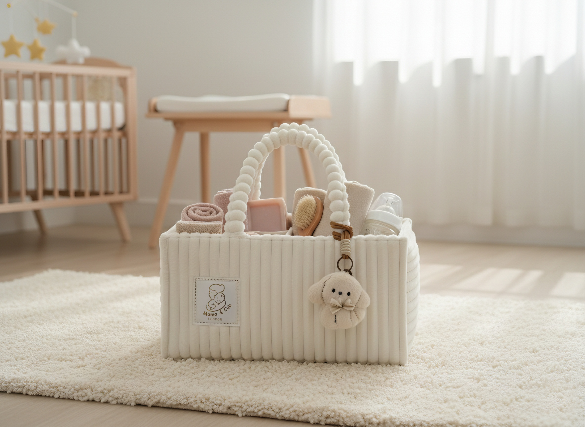 The Mello Corduroy Luxe Nursery Caddy - by Mama & Cub London