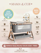 Bespoke Roseva Glide Bedside Crib - Handcrafted Luxury in Rose Gold & Chrome
