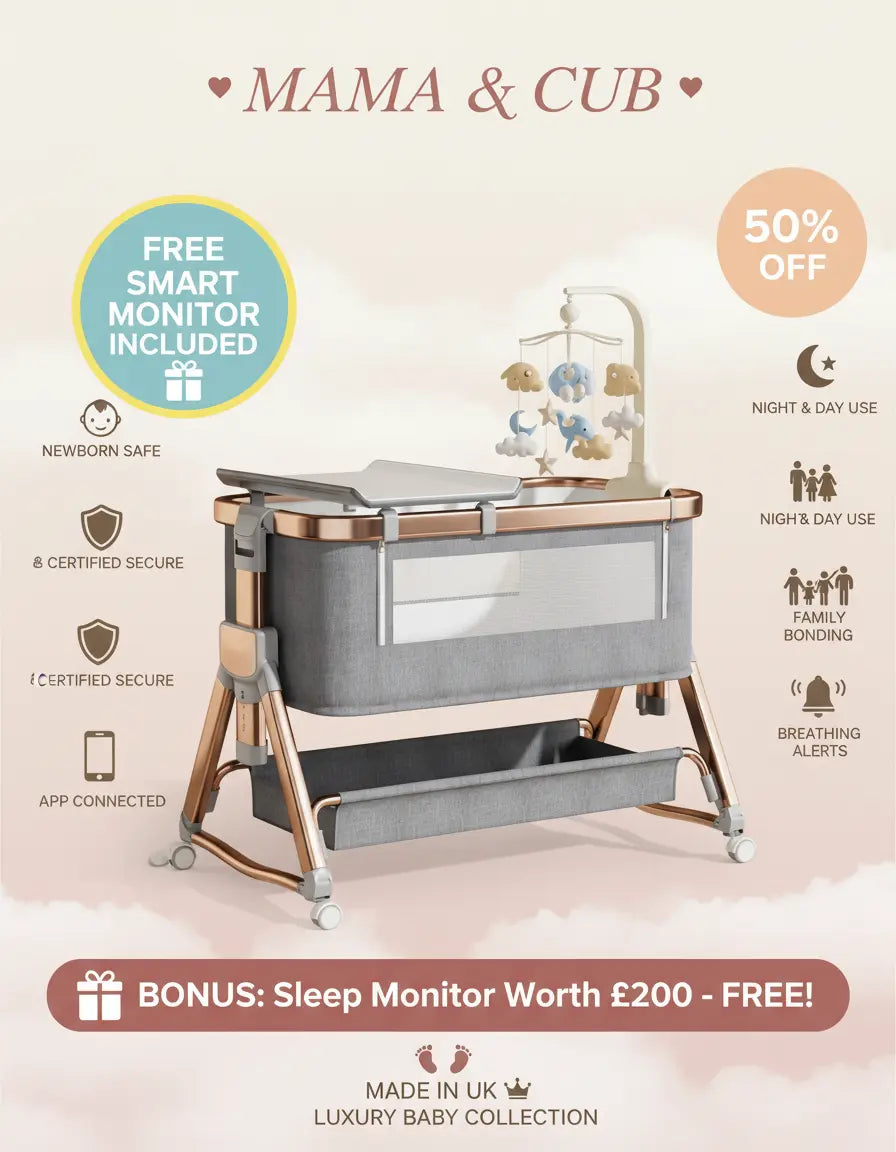 Bespoke Roseva Glide Bedside Crib — Handcrafted Luxury in Rose Gold & Chrome + Free Baby Monitor