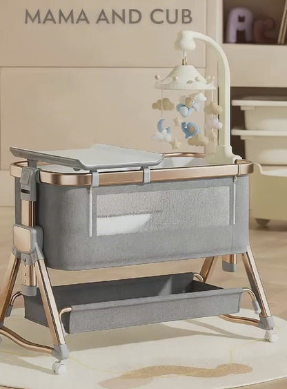 Bespoke Roseva Glide Bedside Crib — Handcrafted Luxury in Rose Gold & Chrome + Free Baby Monitor