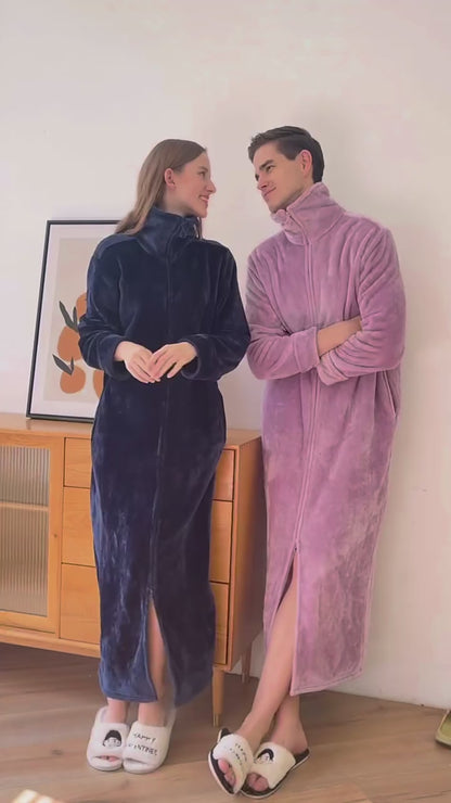 Milano Unisex Plus Size Long Zipper Nightdress | Autumn & Winter Loungewear Pajamas & Dressing Gown